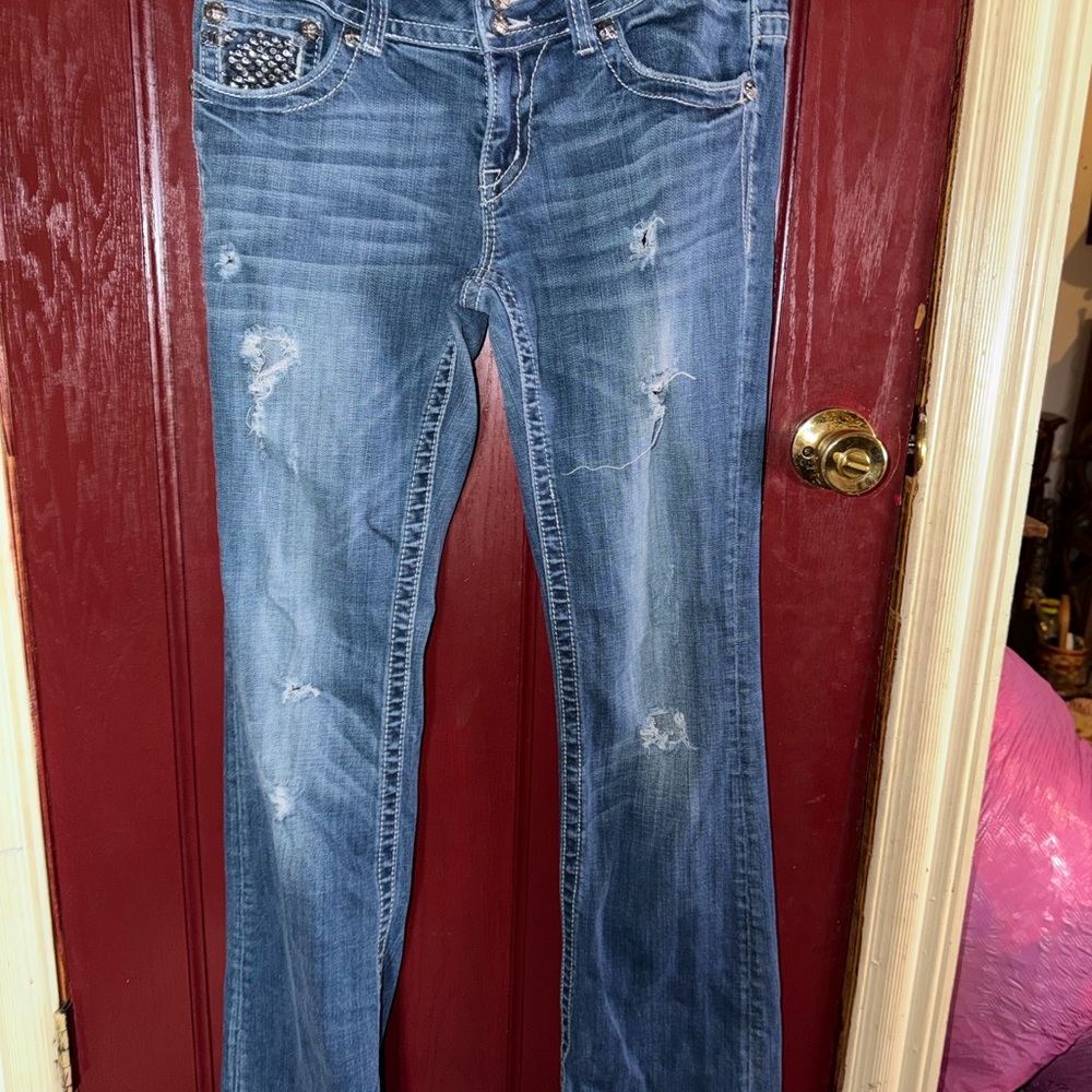 Miss Me Blue Distressed Straight Leg Jeans